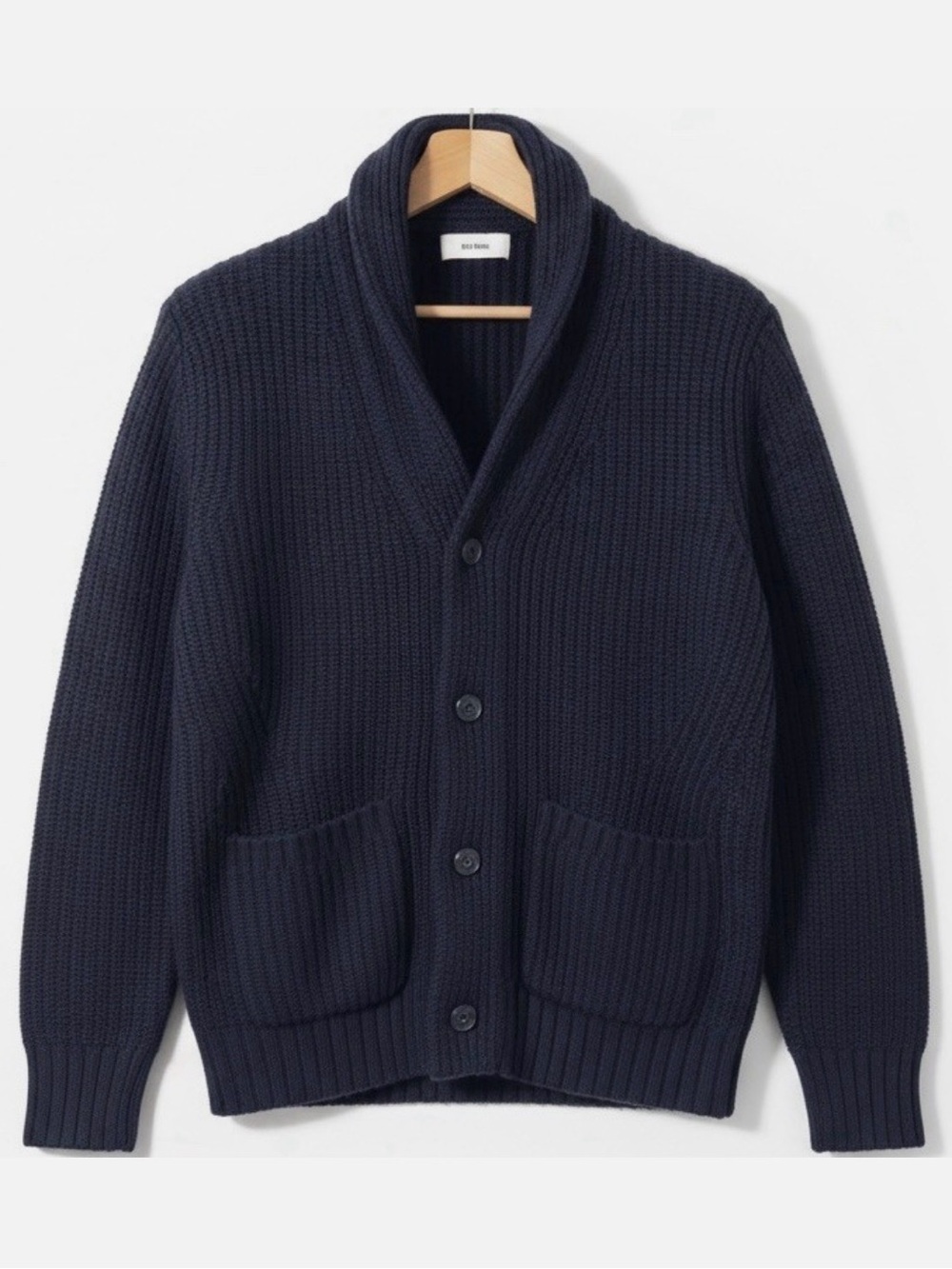 Buck Mason Navy wool & cashmere ribbed Collared Cardigan • NWT